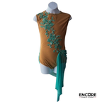 Nude & Aqua Contemporary Leotard with Sequin Appliqué and Mesh Skirt  leotard