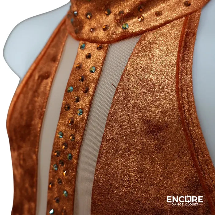 Copper Velvet Leotard with Rhinestone Accents  leotard