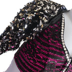 Black & Hot Pink Lace Flair  two piece