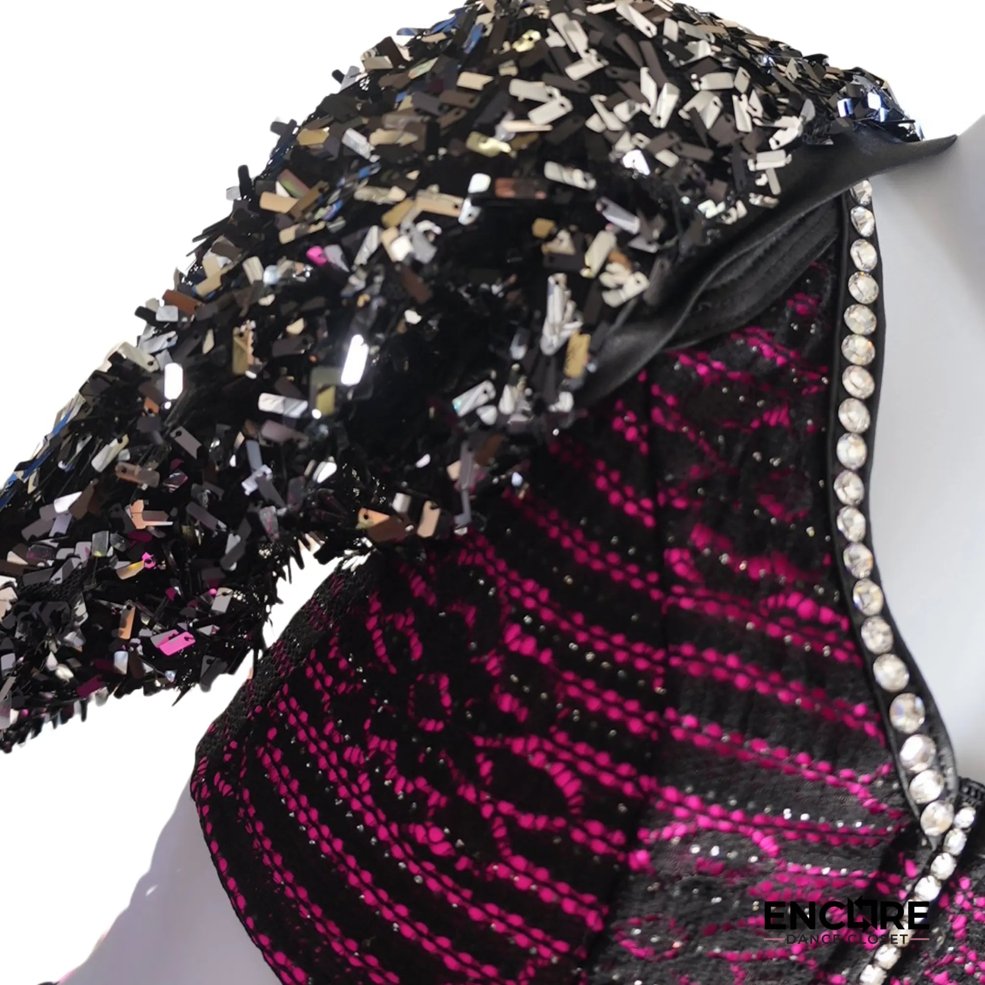 Black & Hot Pink Lace Flair  two piece