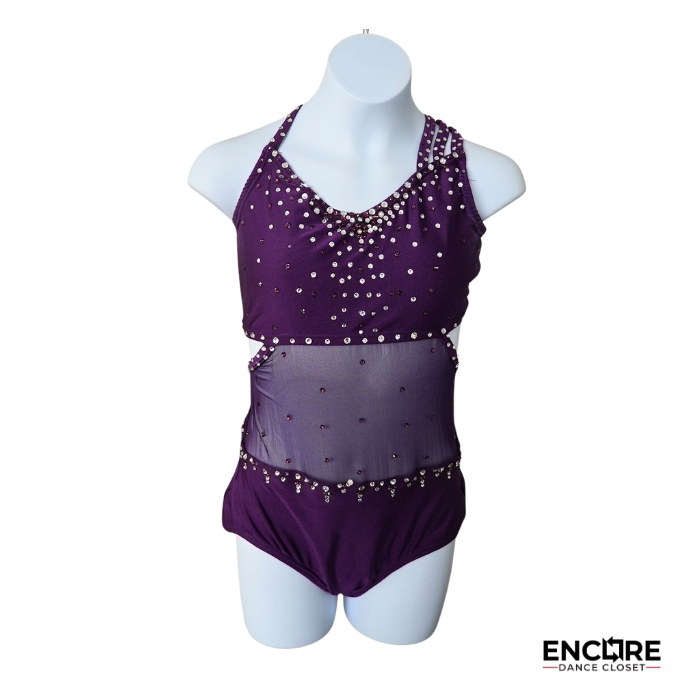 Deep Plum Strappy Rhinestone Leotard
