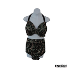 Emerald & Bronze Sequin Two-Piece Dance Costume  two piece