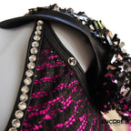 Black & Hot Pink Lace Flair  two piece