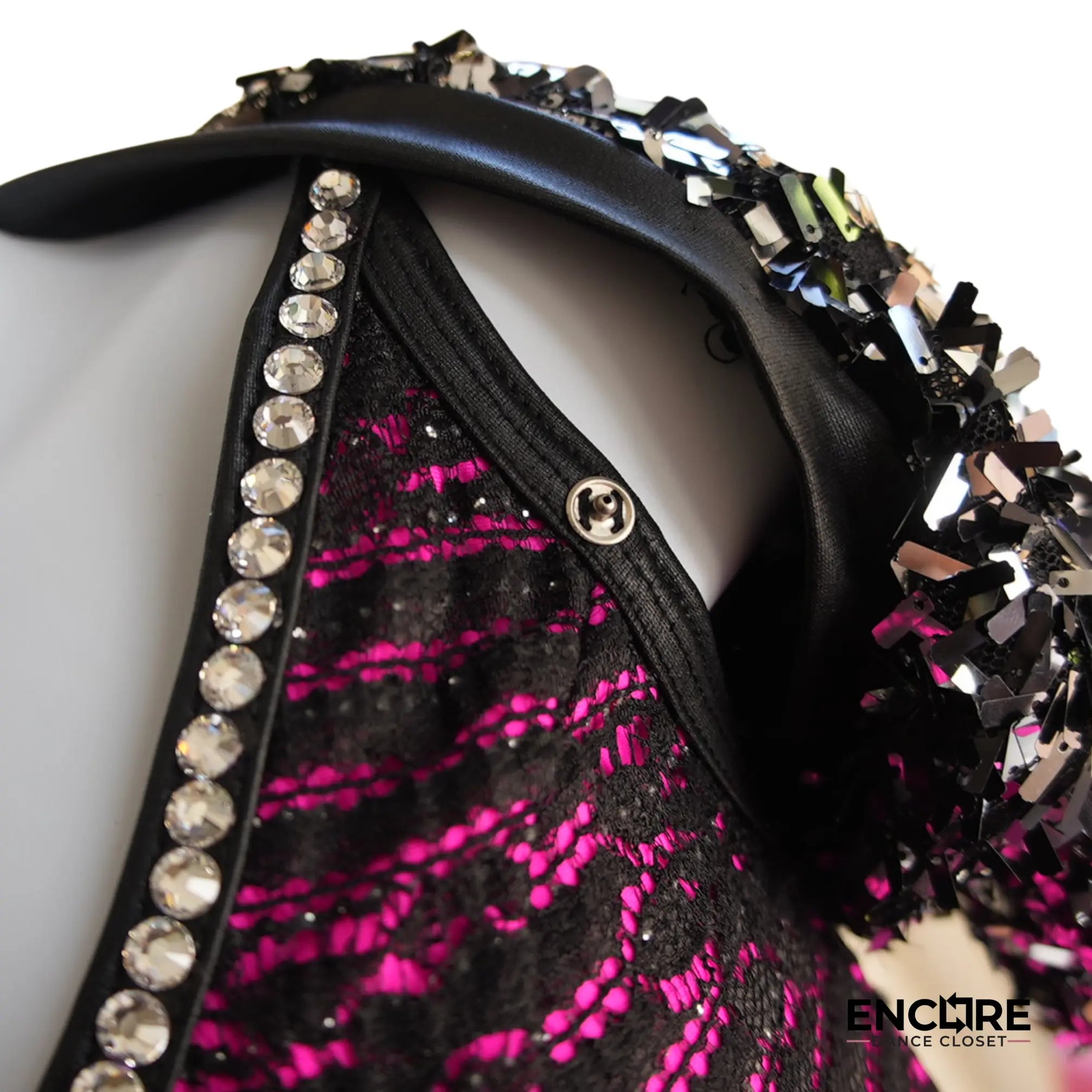 Black & Hot Pink Lace Flair  two piece