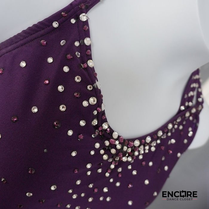 Deep Plum Strappy Rhinestone Leotard