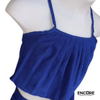 Blue Pleated Elegance  two piece