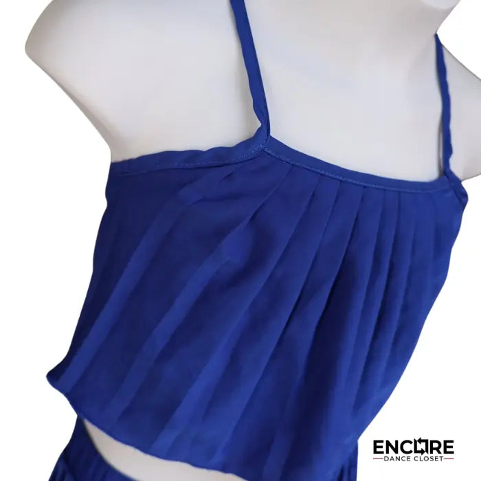 Blue Pleated Elegance  two piece