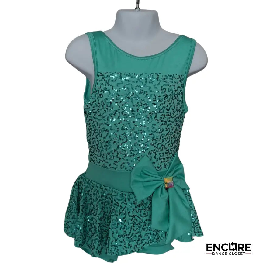Turquoise Sequined Biketard with Bow  biketard