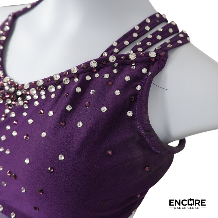 Deep Plum Strappy Rhinestone Leotard