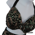 Emerald & Bronze Sequin Two-Piece Dance Costume  two piece