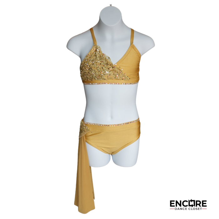 Gold Lyrical Two-Piece with Appliqué and Rhinestones