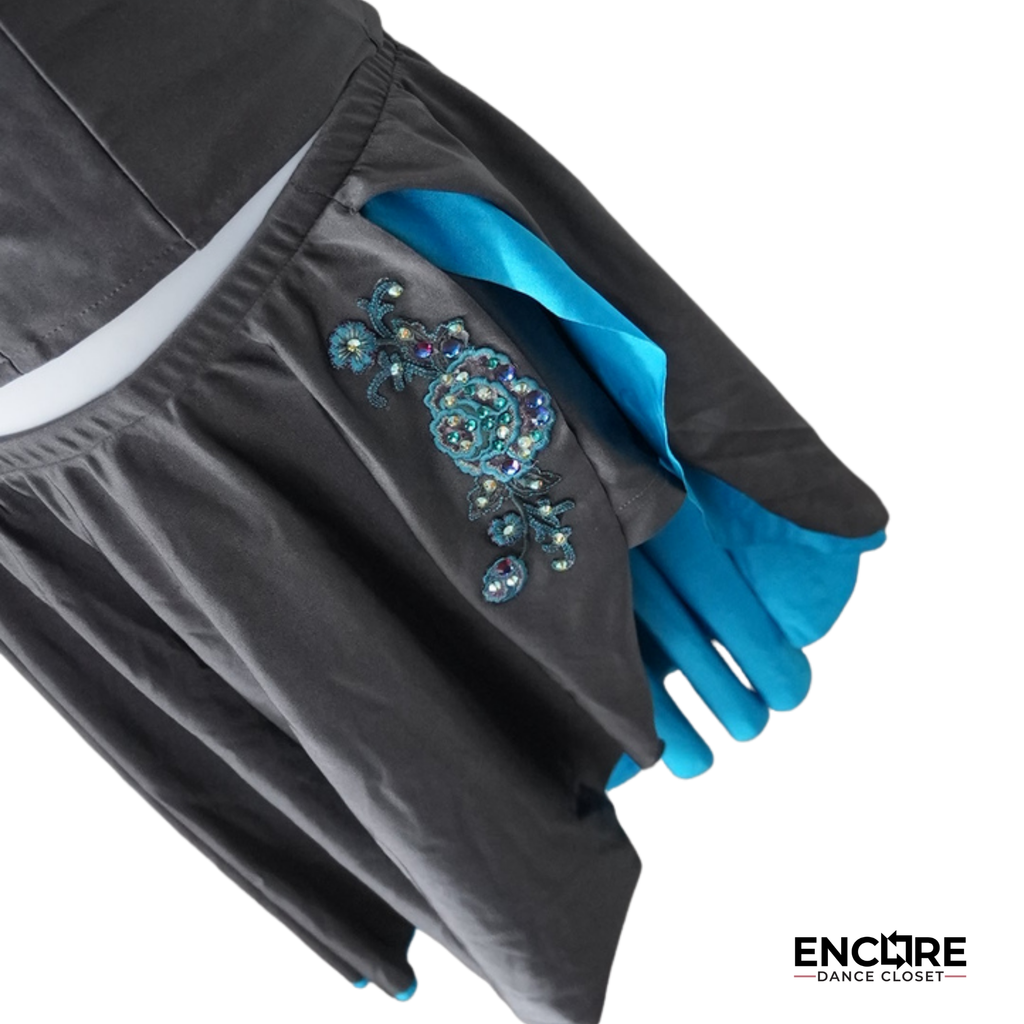 Gray & Turquoise Embellished Dance Costume  dress