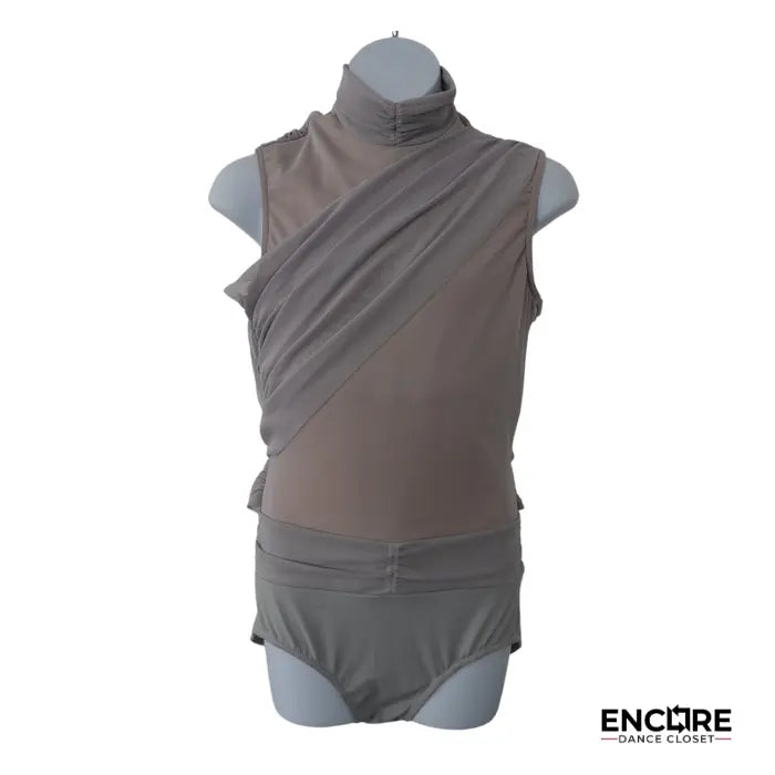 Asymmetrical Gray Mesh Leo  leotard