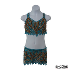 Turquoise & Gold Beaded Two-Piece Dance Costume  two piece