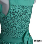 Turquoise Sequined Biketard with Bow  biketard