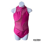 Hot Pink Illusion Rhinestone Leotard  leotard