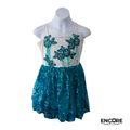 Ivory & Turquoise Floral Sequin Dress  dress