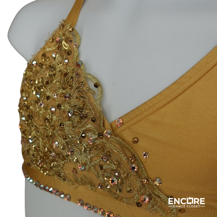 Gold Lyrical Two-Piece with Appliqué and Rhinestones