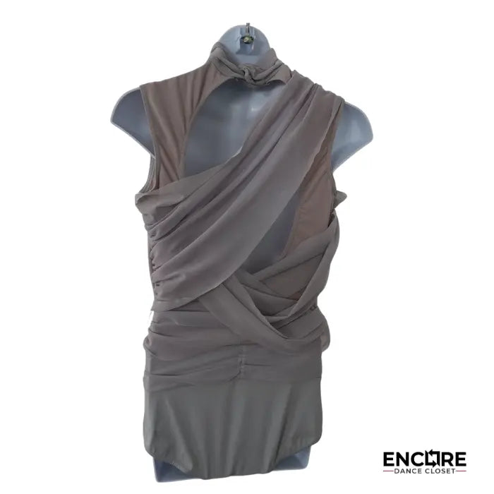 Asymmetrical Gray Mesh Leo  leotard