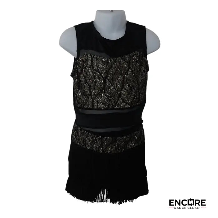 Gold & Black Fringe Dress  two piece