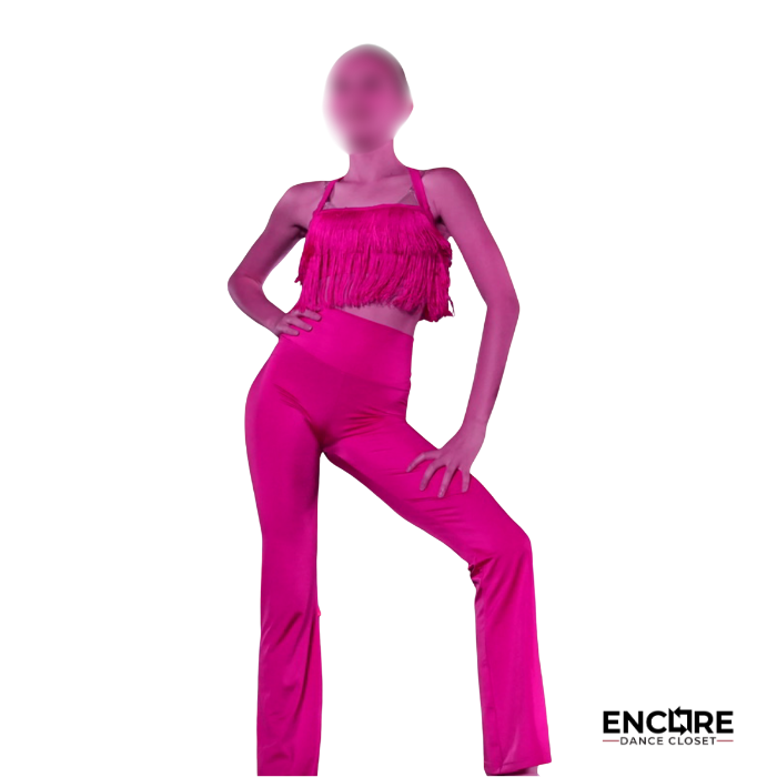 Hot Pink Fringe Jazz Jumpsuit  two piece