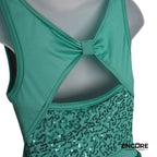 Turquoise Sequined Biketard with Bow  biketard