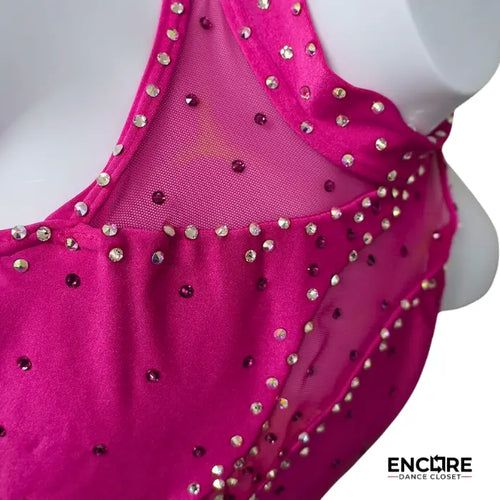Hot Pink Illusion Rhinestone Leotard  leotard