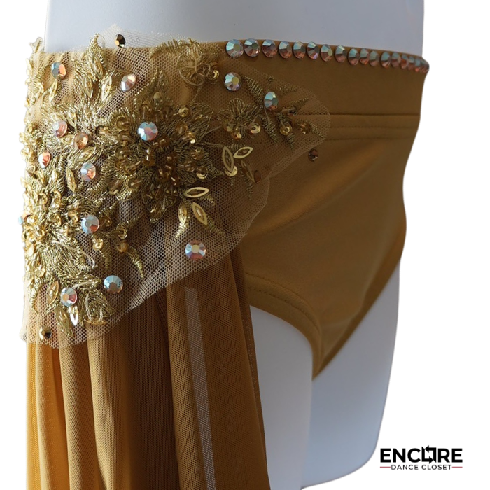 Gold Lyrical Two-Piece with Appliqué and Rhinestones