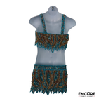 Turquoise & Gold Beaded Two-Piece Dance Costume  two piece