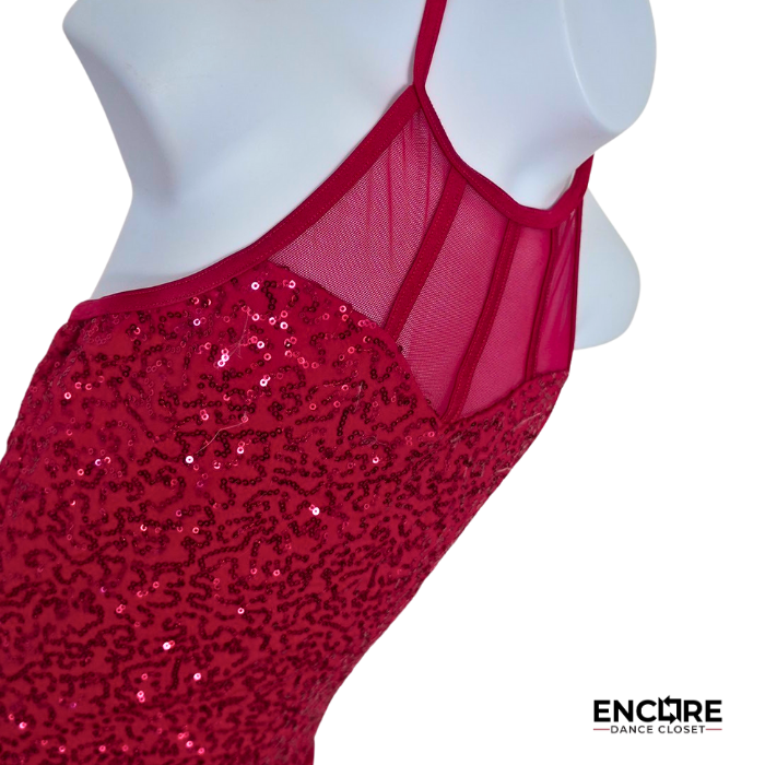Crimson Spark Halter Sequin Dance Costume  leotard