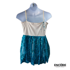 Ivory & Turquoise Floral Sequin Dress  dress
