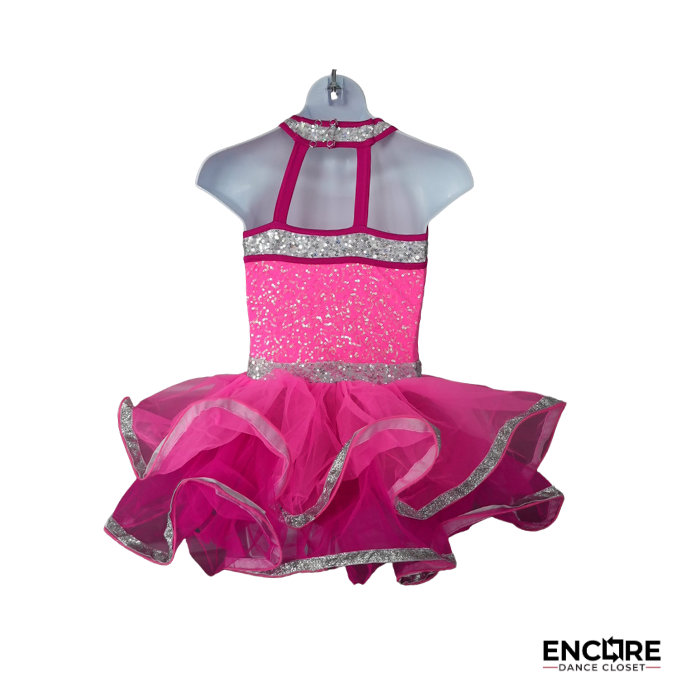 Hot Pink Sequin Tutu with Bow and Silver Trim  dress