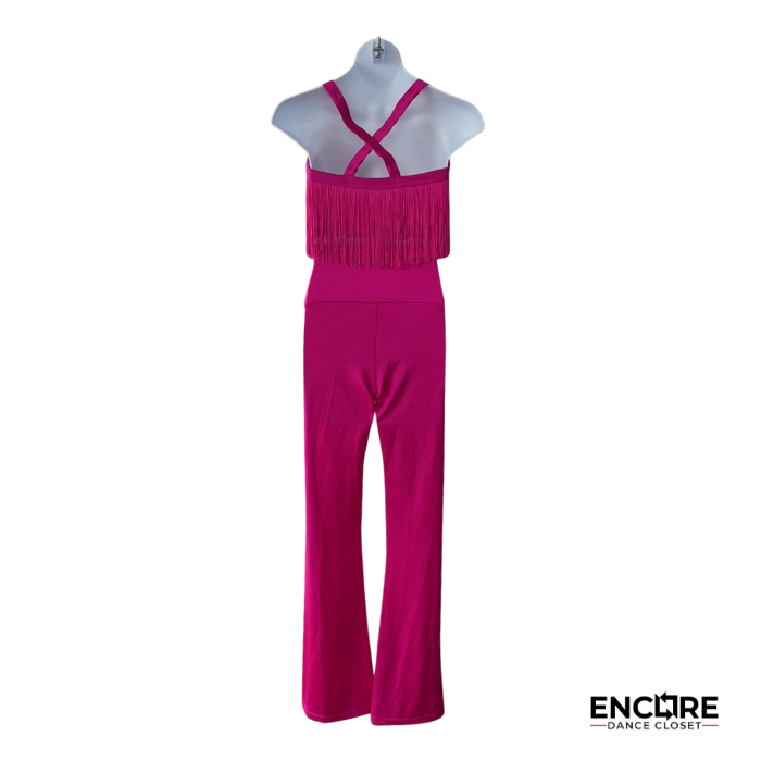 Hot Pink Fringe Jazz Jumpsuit  two piece
