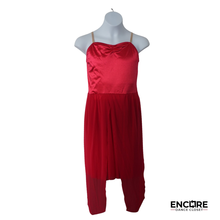 Red Satin & Chiffon Lyrical Dress  dress