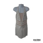 White Fringe Jazz Costume  leotard