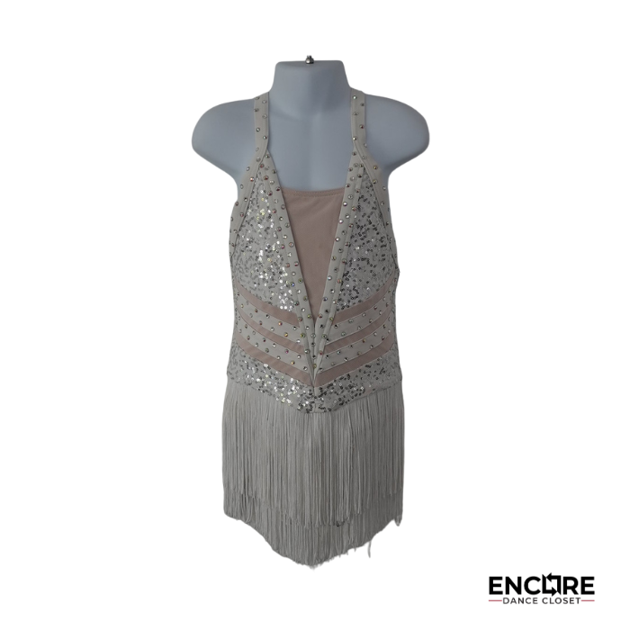 White Fringe Jazz Costume  leotard