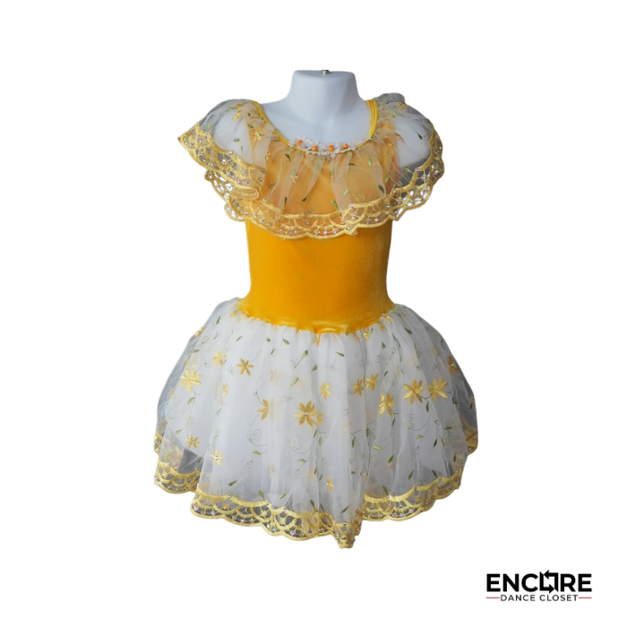 Yellow Ballet Costume with Embroidered Tulle Skirt  dress