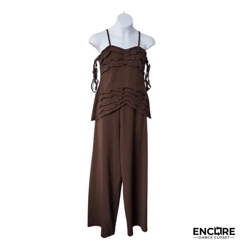 Brown Ruffle Detail Set  two piece