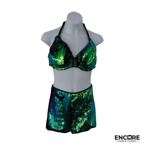 Emerald Iridescent Reversible Sequin Two-Piece  two piece