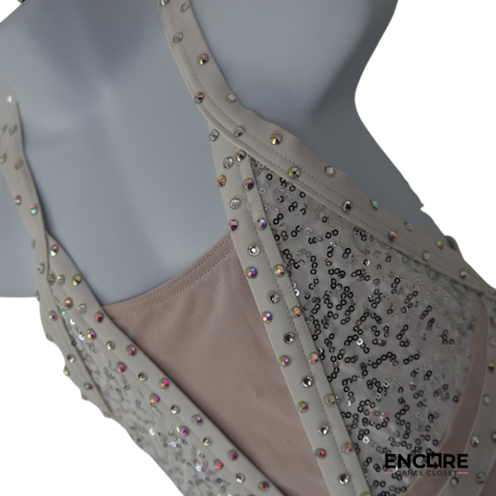 White Fringe Jazz Costume  leotard
