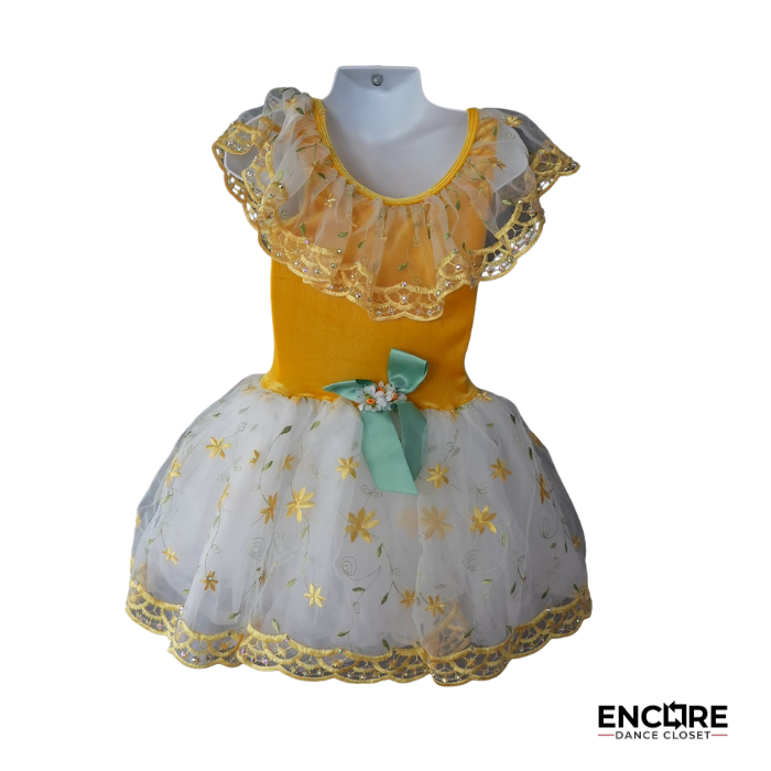Yellow Ballet Costume with Embroidered Tulle Skirt  dress