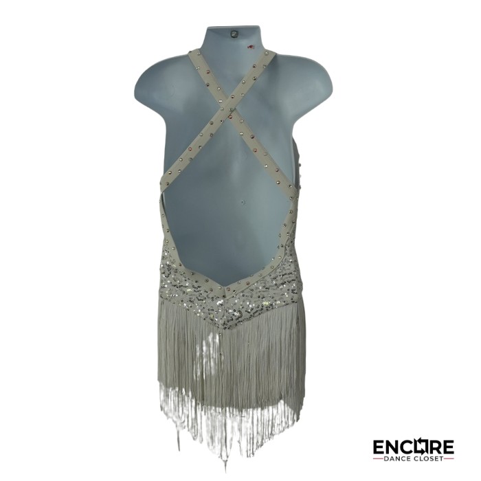 White Fringe Jazz Costume  leotard