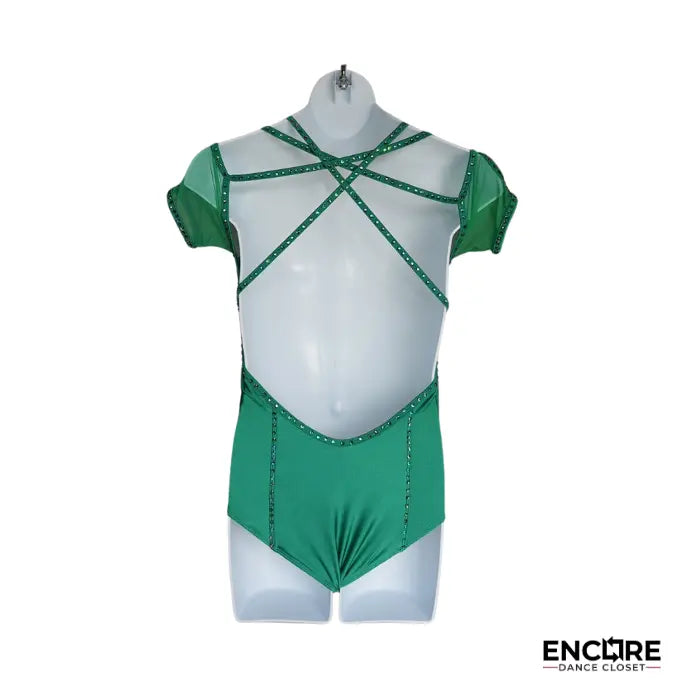 Emerald Green Leotard with Rhinestone Straps  leotard