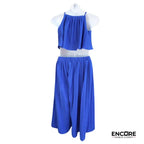 Blue Pleated Elegance  two piece