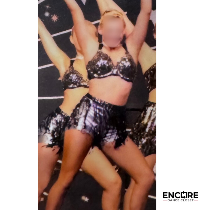 Black & Silver Fringe Sequin Costume  two piece