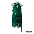 Emerald Fringe Sequin Halter Jazz Costume  leotard