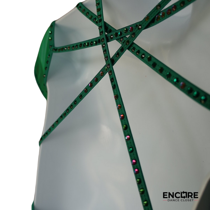 Emerald Green Leotard with Rhinestone Straps