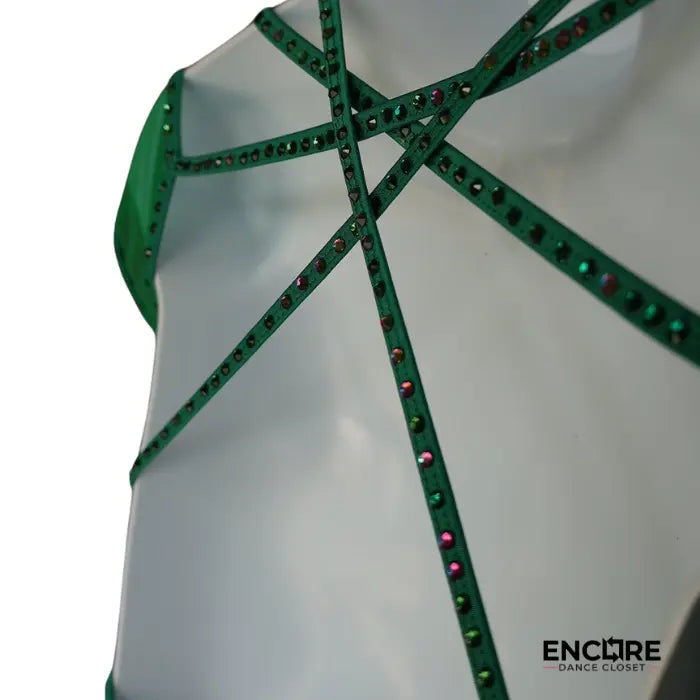 Emerald Green Leotard with Rhinestone Straps  leotard