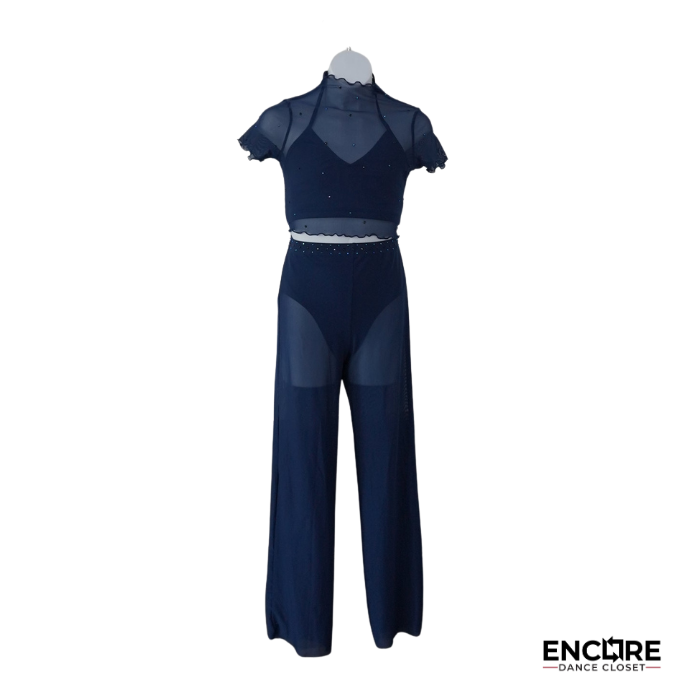Navy Mesh Contemporary Two-Piece Set  two piece