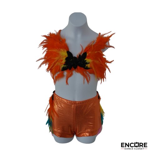 Orange Feather & Beaded Butterfly Two-Piece Costume  two piece